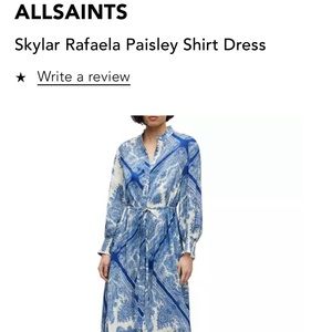 ALLSAINTS Skylar Rafaela Paisley Dress Blue Size 10